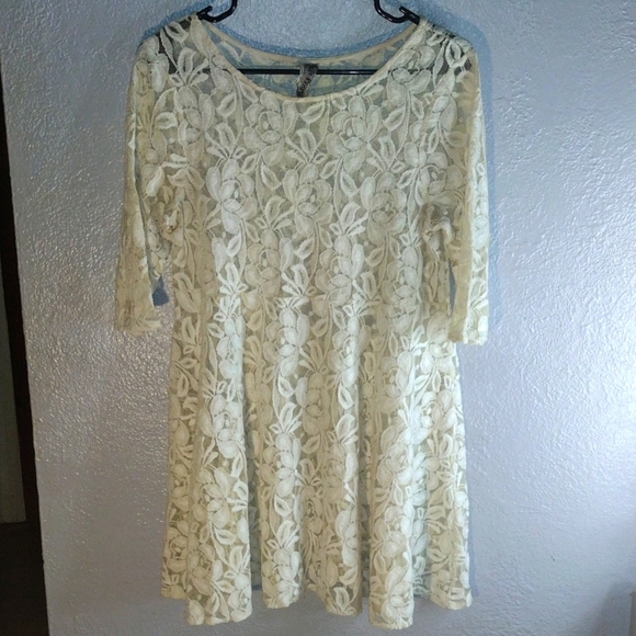 Free People Cream Lace Floral Dress M - Picture 1 of 5